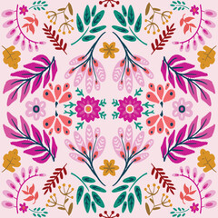 pattern is traditional local fabric design featuring floral and foliage motifs in continuous ikat patterns.  the background is beautifully shaded in tones of pink, suitable for fashion. sweet color.