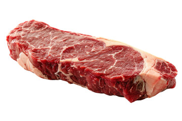 Fototapeta premium Close-up of a raw ribeye steak with the marbling beautifully displayed. Isolated on a white background
