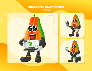 Cute papaya characters in finance