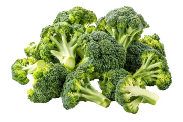 broccoli florets isolated in a high-resolution photorealistic style ,isolated on white background