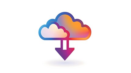 Colorful Gradient Upload Icon with Cloud and Arrow Design