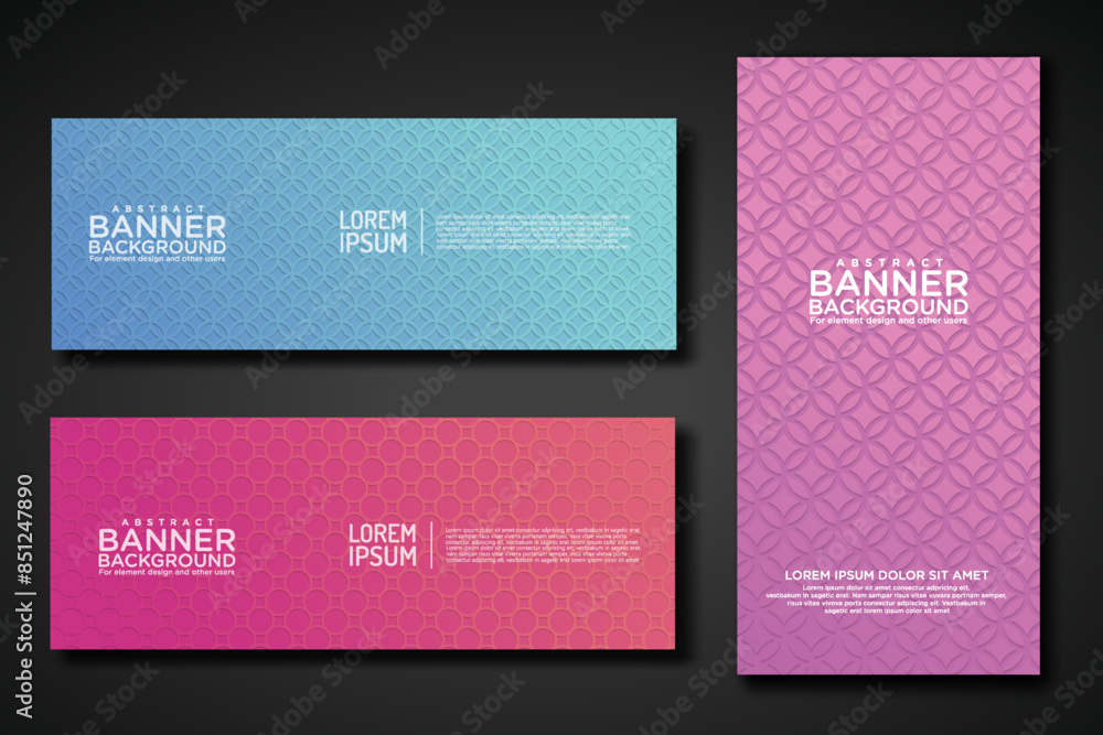 Poster set banner backgrounds with modern geometric lines textured pattern and colorful dynamic gradation