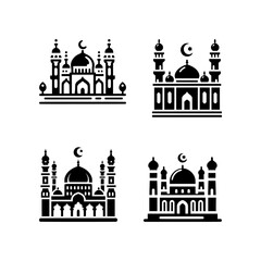 islamic mosque icon - black on white background (artwork 2)
