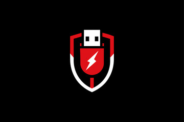 USB plug modern logo and illustration