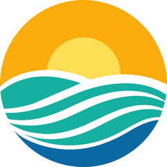 Beach sun and ocean summer vibes simple logo
