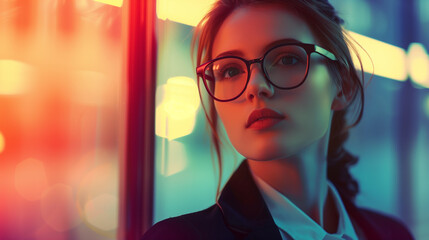 A modern businesswoman with vision and strong self-confidence, AI generative