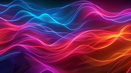 Beautiful colorful pattern of wave wymphony on dark background, AI generative