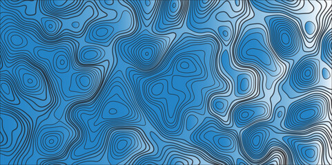 Abstract topographic contours map background. Topographic map and landscape terrain texture grid. Modern design with White background with topographic wavy pattern design. blue-white background.
