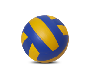 white-blue-yellow volleyball isolated on transparent background
