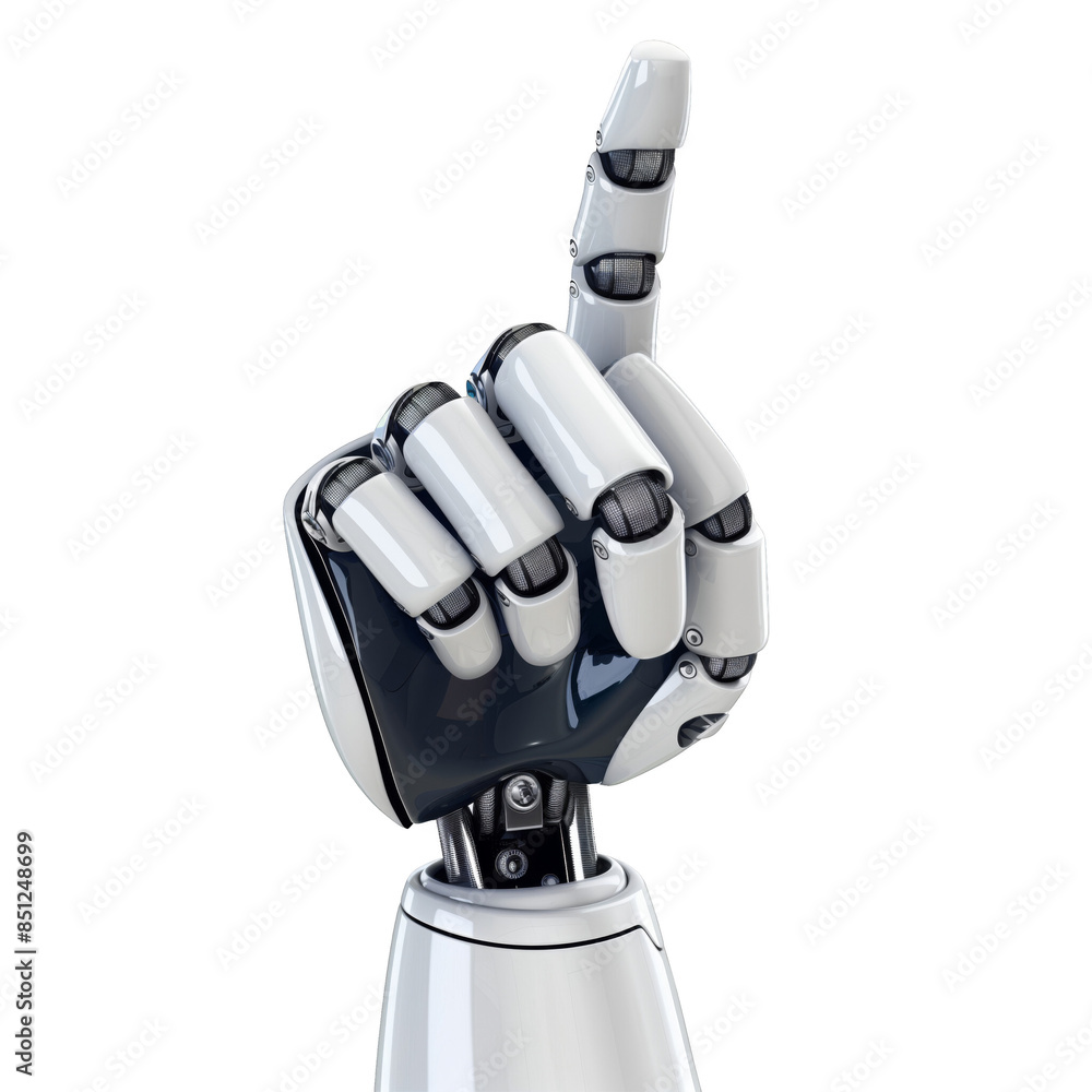 Aufkleber futuristic robotic hand pointing upwards. concept of technology, artificial intelligence, and innova