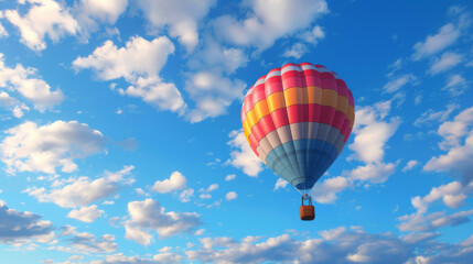 Naklejka premium colorful hot air balloon flying in the blue sky with cloud backgrounds