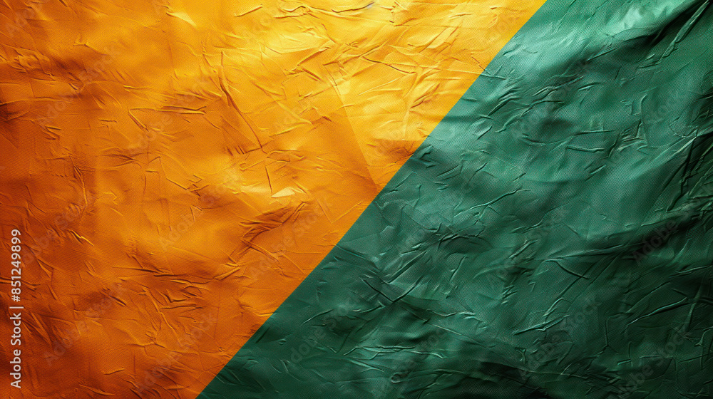 Poster abstract texture of intertwined orange and green colors with wrinkled surface artistic background wi