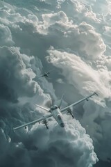 A combat drone launching from a concealed bunker, hidden within a mountainous region