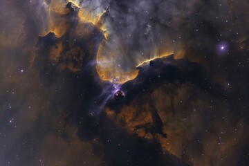 Obraz premium A dark nebula as a cosmic inkblot, its negative space hinting at unseen shapes