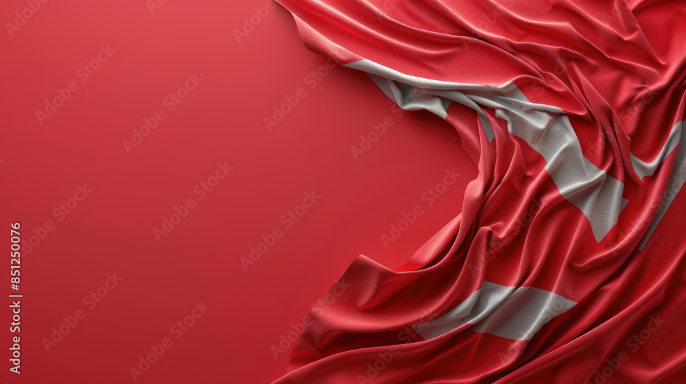 Aufkleber dynamic red fabric background with draped waving pattern combined with clear white accents giving a 