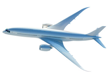 Naklejka premium A sleek, modern airliner with a futuristic design, isolated on white background.