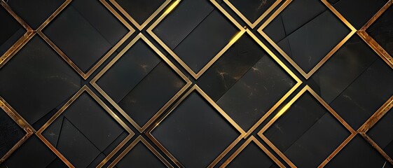 Sleek black and gold geometric pattern background, minimalist and elegant,