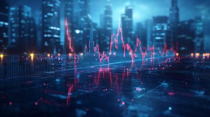 Fototapeta premium prices fluctuation as data with a blue tone, economy, currency.