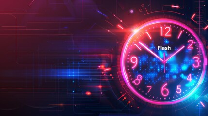 Digital Clock with Neon Glowing Effect