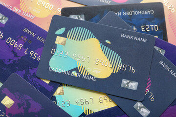 Credit cards as background, closeup