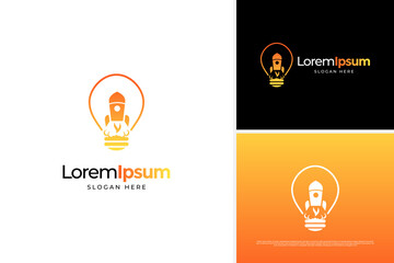 Vector rocket innovation logo design template