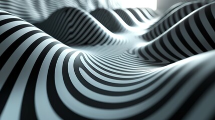 Horizontal Optical Illusion Featuring Abstract Curves and Geometric Patterns