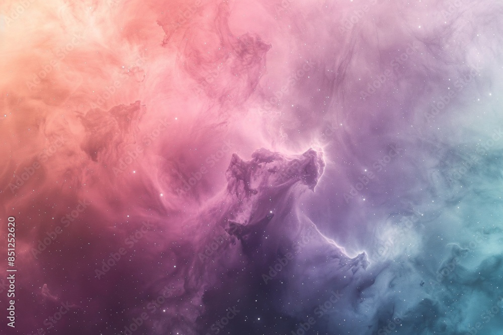 Poster a nebula with a calming color palette and smooth gradients, creating a peaceful desktop background