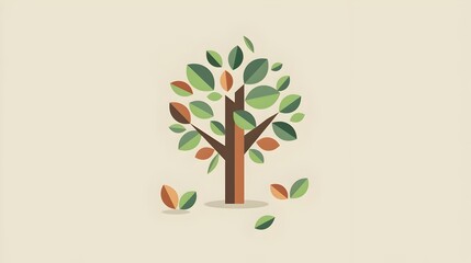 Obraz premium Stylized Tree with Leaves Changing Colors