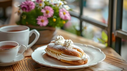 Vanilla eclair with cream