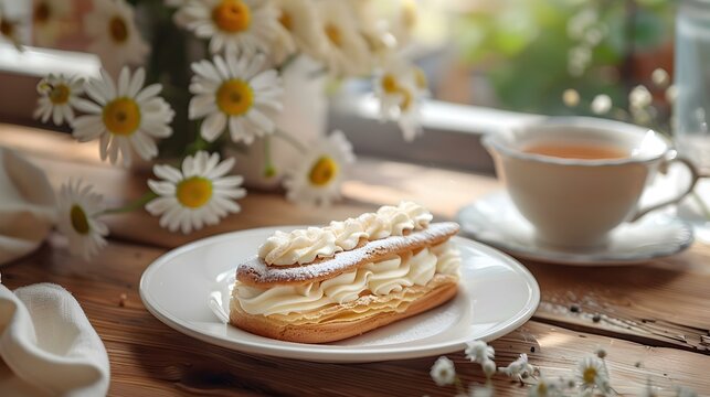 Vanilla eclair with cream image