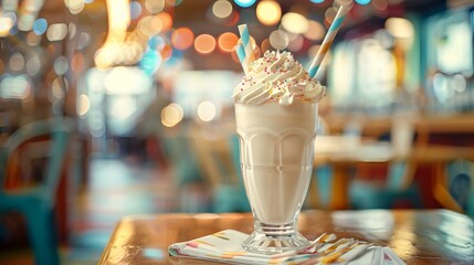 Fototapeta premium A milkshake with vanilla and whipped cream