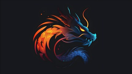 Fiery Mythical Dragon Creature with Glowing Colorful Ethereal Wings