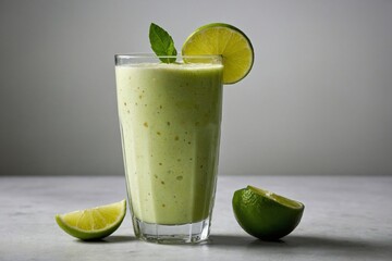A zesty lime smoothie served in a glass