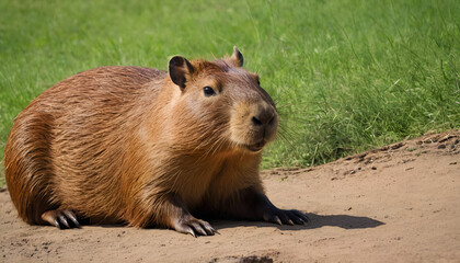 capybara laying down in the grass