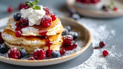 Pancakes with cottage cheese on a plate img