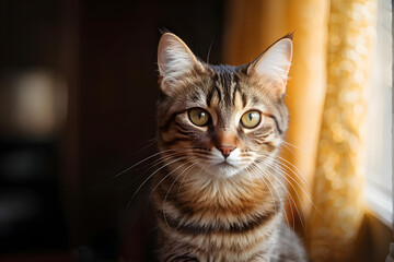 Fototapeta premium A portrait view of the cat. 