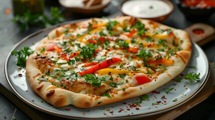 Flatbread with vegetables and cheese