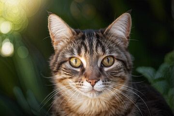 Fototapeta premium A portrait view of the cat. 