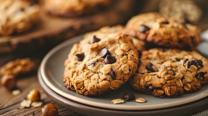 Oatmeal cookies on a plate decorated image