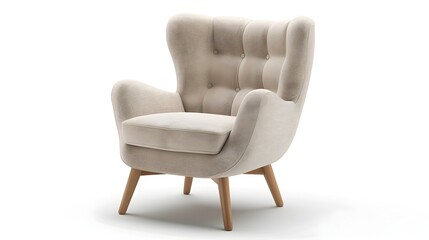 Beige Upholstered Armchair in Cozy Contemporary Living Room Interior