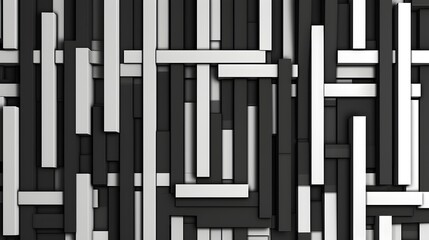 Striking Monochrome Geometric Abstract Design with Intersecting Lines and Shapes