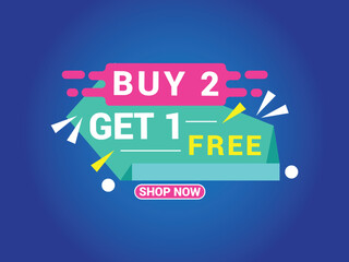 Buy 2 Get 1 Free Banner, Special Offer Banner, Big Sale, Sale Banner, Banner Design Template.