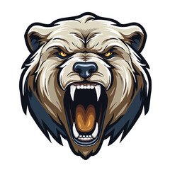 angry grizzly bear head vector art illustration isolated on white background