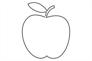 Continuous one line art drawing apple outline vector art illustration