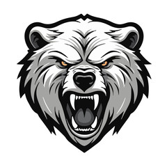 angry grizzly bear head vector art illustration isolated on white background