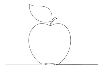 Continuous one line art drawing apple outline vector art illustration