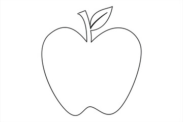 Continuous one line art drawing apple outline vector art illustration