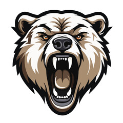 angry grizzly bear head vector art illustration isolated on white background