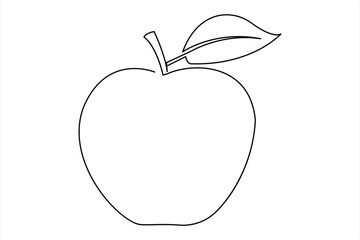 Continuous one line art drawing apple outline vector art illustration