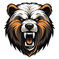 angry grizzly bear head vector art illustration isolated on white background